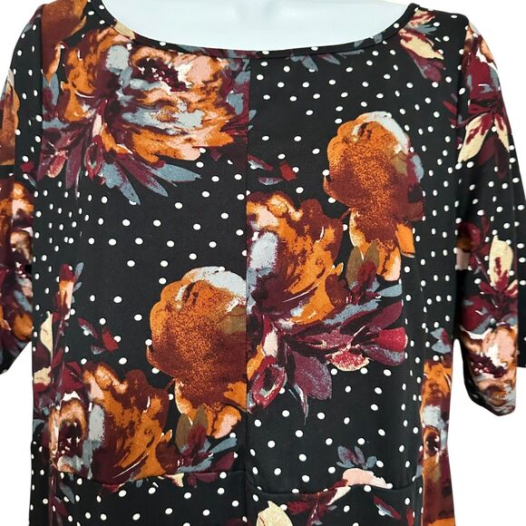 Piphany Black Floral Polka Dot Scoop Neck Tunic Size M - Picture 4 of 7